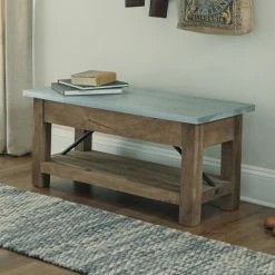 Discount β Carbon Loft Blitz Wood And Zinc Metal 40-inch Bench With Shelf β¨