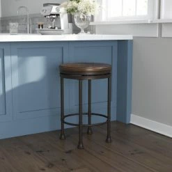 Promo 🤩 Carbon Loft Thatcher Backless Swivel Counter Stool, Brown - 26.25H X 17.25W X 17.25D 💯