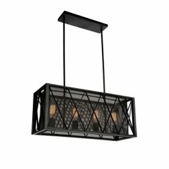 Best Sale ✔️ Carbon Loft Shosh 4-light Black Rectangular Chandelier 🔥