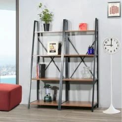 Outlet 🔥 Carbon Loft Cavendish Ladder Bookcase 8 Storage Shelves (Set Of 2) - 20" X 16" X 53" 👏