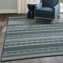 Outlet 😉 Carbon Loft Binney Geometric Stripes Area Rug Black/cream 🛒