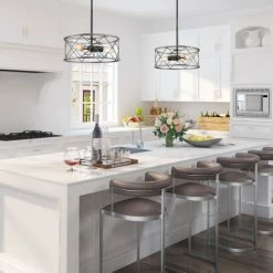 Cheap 🔥 Carbon Loft Modern Drum Mini Chandelier 3-light Ceiling Pendant Lights - W 15.7"x H 6.3" ❤️