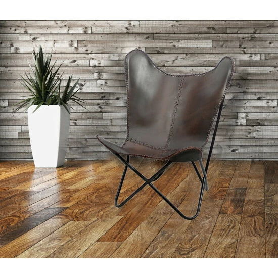 Best Pirce βοΈ Carbon Loft Larkin Brown Leather Butterfly Chair π - Image 5