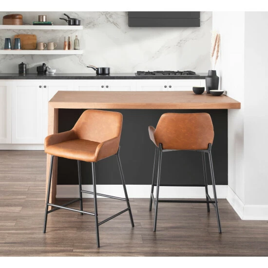 Outlet βοΈ Carbon Loft Galotti Industrial Counter Stools (Set Of 2) - N/A Camel π