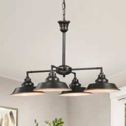 Wholesale 👍 Carbon Loft Nguyen Oil Rubbed Bronze 4-Light Pendant Chandelier With Metal Pan Shade 🌟