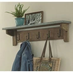 Promo 🔔 Carbon Loft Blitz Wood With Zinc Top 40-inch Hook Shelf 🤩