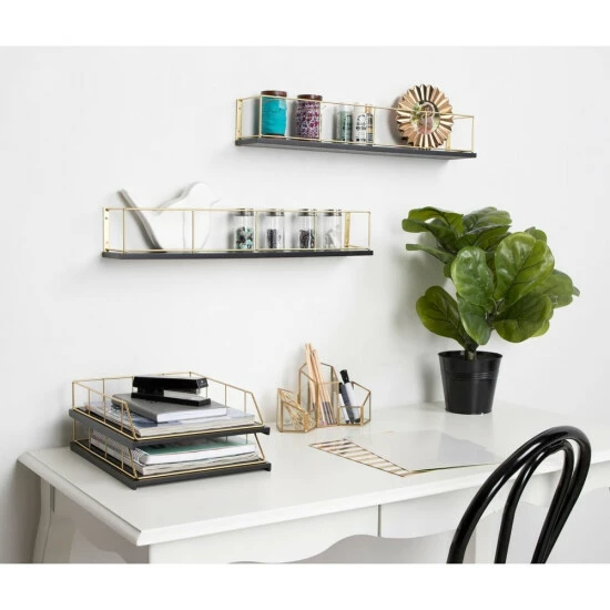 Cheapest π Carbon Loft Richter 2-pack Wood And Metal Floating Wall Shelves - 2 Piece White π - Image 4