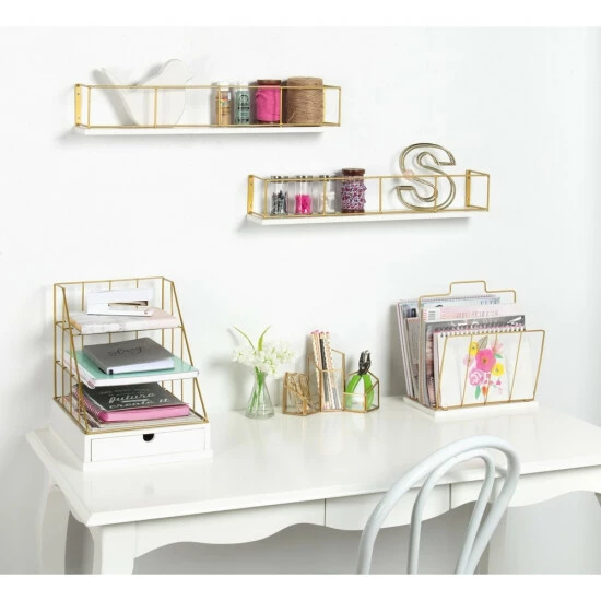 Cheapest π Carbon Loft Richter 2-pack Wood And Metal Floating Wall Shelves - 2 Piece White π - Image 5