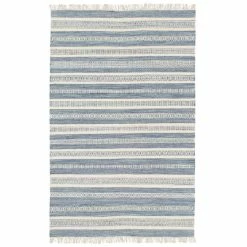Promo ⌛ Carbon Loft Salmon Stripe Wool/ Cotton Area Rug Blue ✨