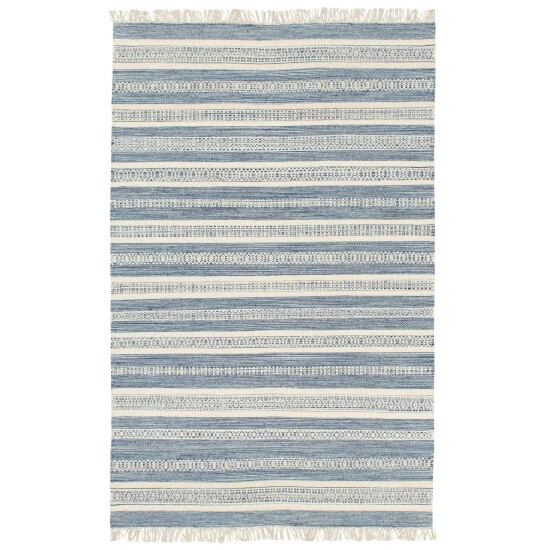 Promo β Carbon Loft Salmon Stripe Wool/ Cotton Area Rug Blue β¨