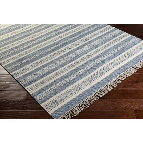 Promo β Carbon Loft Salmon Stripe Wool/ Cotton Area Rug Blue β¨ - Image 2