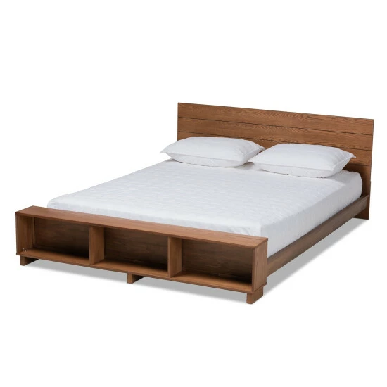 Hot Sale π Carbon Loft Dehaney Ash Walnut Finish Platform Bed With Shelves π - Image 2