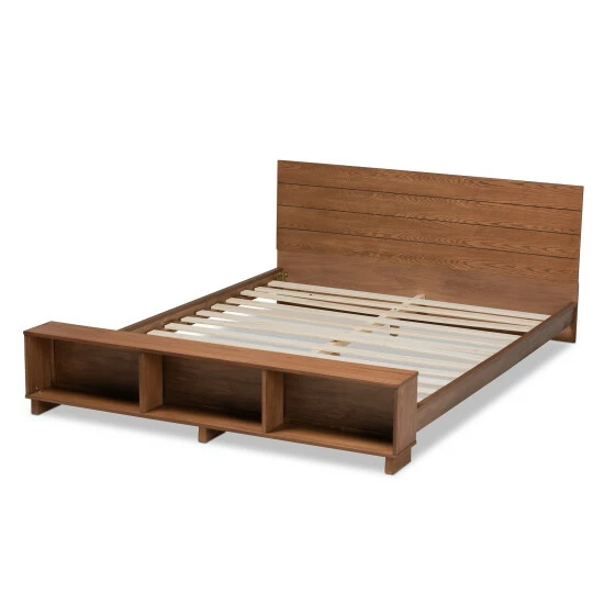Hot Sale π Carbon Loft Dehaney Ash Walnut Finish Platform Bed With Shelves π - Image 4