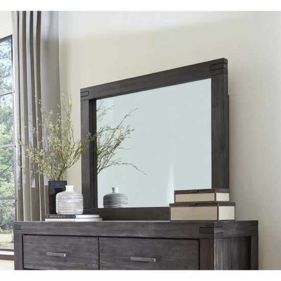 Buy β Carbon Loft Melbury Solid Wood Beveled Glass Solid Wood Mirror In Graphite - Brown π