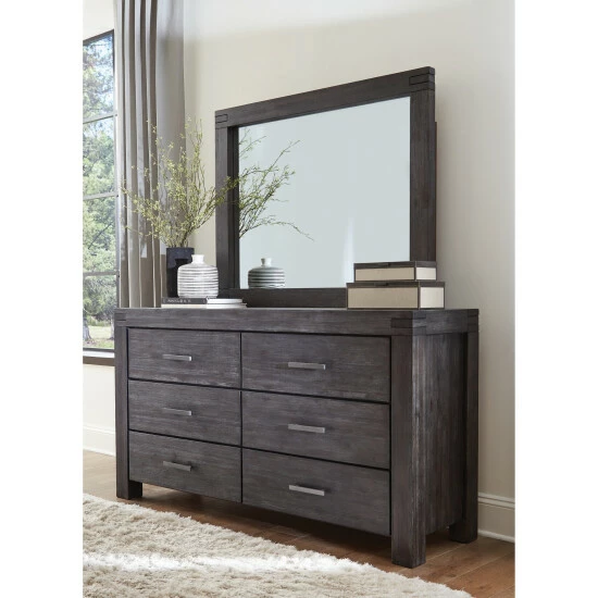 Buy β Carbon Loft Melbury Solid Wood Beveled Glass Solid Wood Mirror In Graphite - Brown π - Image 2
