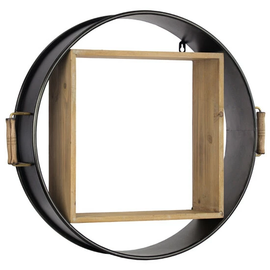 Discount β Carbon Loft Simonen Metal And Wood Round Hanging Wall Shelf β - Image 2