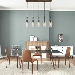 Brand new 😍 Carbon Loft Nobleza 5-Light Linear Chandelier Kitchen Island Ceiling With Glass Shades - W 33.1"x D 4.7"x H 12.2" 🔥