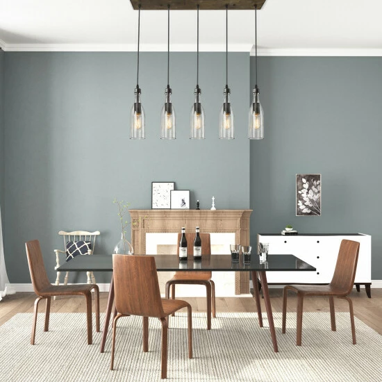 Brand new π Carbon Loft Nobleza 5-Light Linear Chandelier Kitchen Island Ceiling With Glass Shades - W 33.1"x D 4.7"x H 12.2" π₯