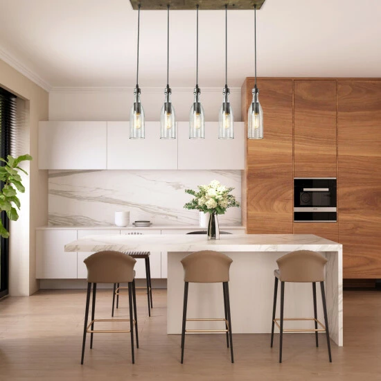 Brand new π Carbon Loft Nobleza 5-Light Linear Chandelier Kitchen Island Ceiling With Glass Shades - W 33.1"x D 4.7"x H 12.2" π₯ - Image 2