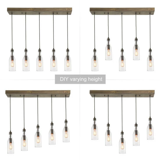 Brand new π Carbon Loft Nobleza 5-Light Linear Chandelier Kitchen Island Ceiling With Glass Shades - W 33.1"x D 4.7"x H 12.2" π₯ - Image 3