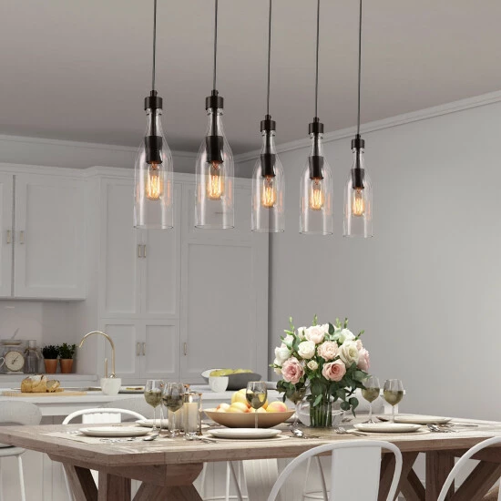 Brand new π Carbon Loft Nobleza 5-Light Linear Chandelier Kitchen Island Ceiling With Glass Shades - W 33.1"x D 4.7"x H 12.2" π₯ - Image 4
