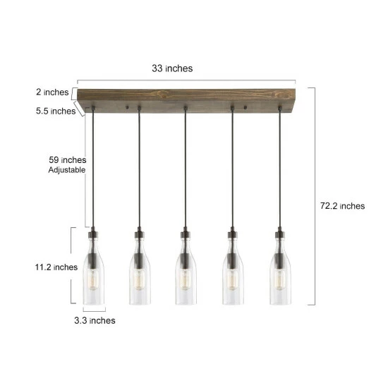 Brand new π Carbon Loft Nobleza 5-Light Linear Chandelier Kitchen Island Ceiling With Glass Shades - W 33.1"x D 4.7"x H 12.2" π₯ - Image 6