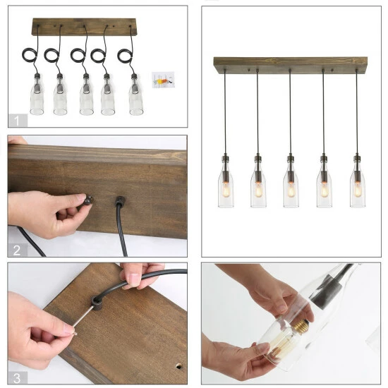 Brand new π Carbon Loft Nobleza 5-Light Linear Chandelier Kitchen Island Ceiling With Glass Shades - W 33.1"x D 4.7"x H 12.2" π₯ - Image 8