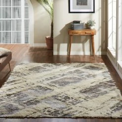 Best deal ❤️ Carbon Loft Silkina Parchment Grey Shag Area Rug Parchment/greys ✔️