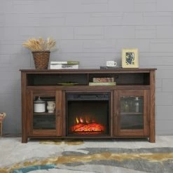 Brand new 🛒 Carbon Loft LaFrancis TV Stand With Electric Fireplace Charcoal 🎁
