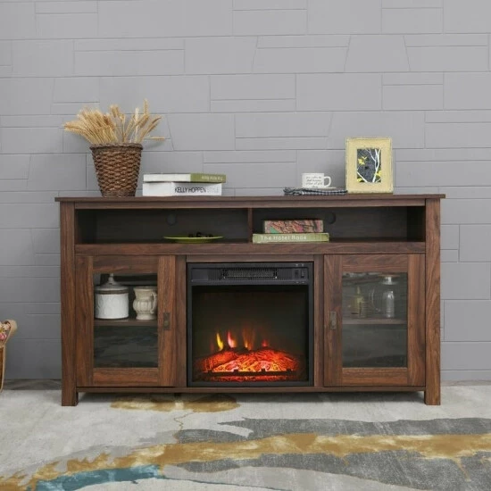 Brand new π Carbon Loft LaFrancis TV Stand With Electric Fireplace Charcoal π