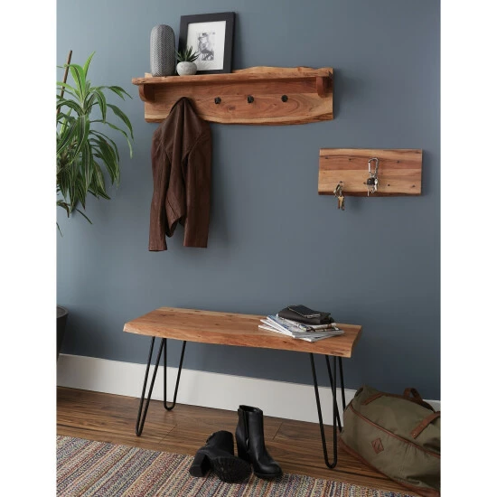 Coupon π Carbon Loft Czuchry Hairpin Live Edge Bench With π§₯ Coat Hook Shelf Set π₯