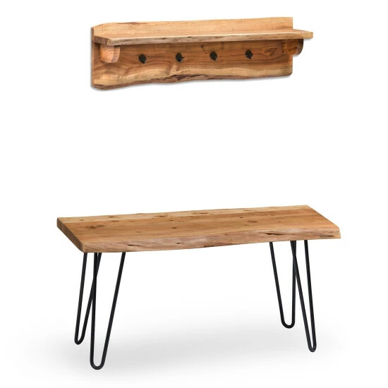 Coupon π Carbon Loft Czuchry Hairpin Live Edge Bench With π§₯ Coat Hook Shelf Set π₯ - Image 2
