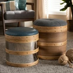 Best Pirce ⭐ Carbon Loft Schaca Modern And Contemporary Glam 2-piece Storage Ottoman Set 🥰