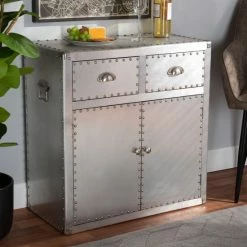 Flash Sale 👏 Carbon Loft Rameses French Industrial Silver Metal 2-door Accent Storage Cabinet ⌛