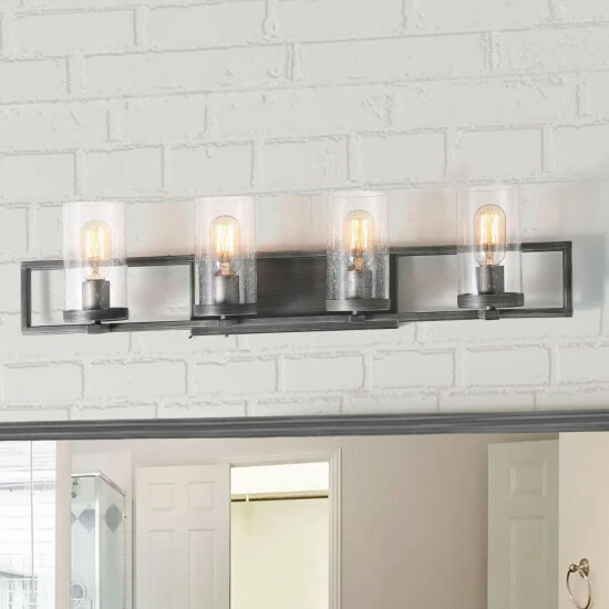 Best reviews of π₯° Carbon Loft Modern Brushed Silver Bathroom Vanity Lights Glass Wall Sconce - W31.5"xH7.5"xE5.5" π - Image 6