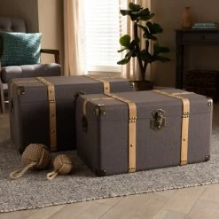 Wholesale 😉 Carbon Loft Schaca Modern And Contemporary Transitional 2-piece Storage Trunk Set ⭐