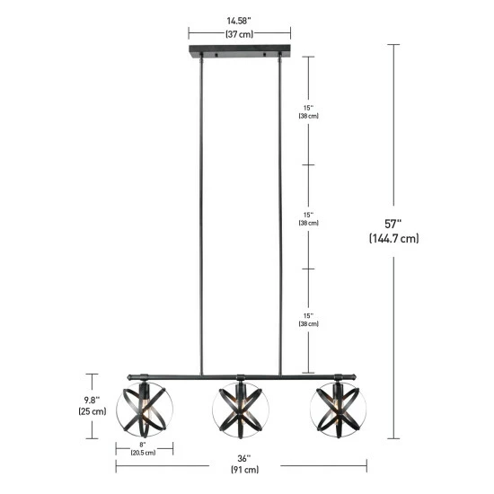 Hot Sale π€© Carbon Loft Gideon 3-light Dark Bronze Linear Chandelier - 57" π₯° - Image 3