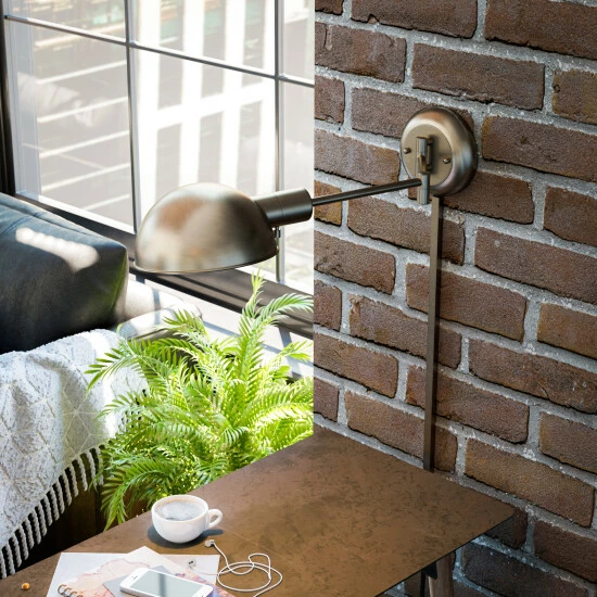 Brand new π Carbon Loft Ida Antique Nickel Wall Swing Arm Lamp βοΈ