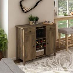 Promo 👍 Carbon Loft Mulgrew Distressed Walnut Wine Cabinet 👏