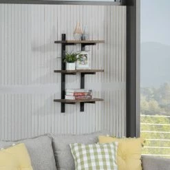 Cheap π Carbon Loft Lawrence Metal And Solid Wood Wall Shelf Brown 48" π