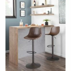 Best Pirce π Carbon Loft Richard Adjustable Faux Leather Bar Stool - Set Of 2 Brown Faux Leather/antique β