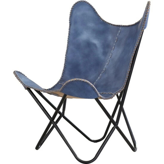 Hot Sale β€οΈ Carbon Loft Larkin Navy Blue Leather Butterfly Chair π - Image 2
