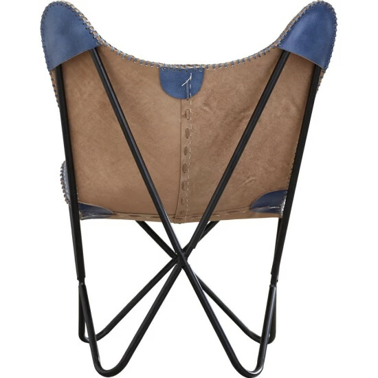 Hot Sale β€οΈ Carbon Loft Larkin Navy Blue Leather Butterfly Chair π - Image 3