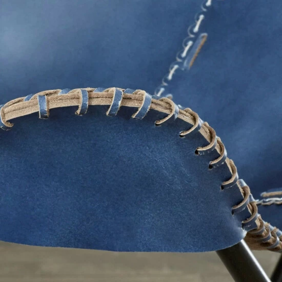 Hot Sale β€οΈ Carbon Loft Larkin Navy Blue Leather Butterfly Chair π - Image 4