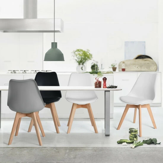 Budget βοΈ Carbon Loft Rivas Mid-century Modern Upholstery Solid Wood Dining Chair (Set Of 4) White 𧨠- Image 3