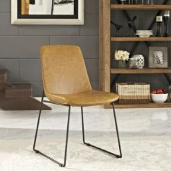 Brand new 🎉 Carbon Loft Bode Steel Dining Chair With Vinyl Upholstery Beige 🧨