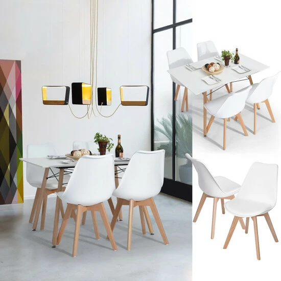 Budget βοΈ Carbon Loft Rivas Mid-century Modern Upholstery Solid Wood Dining Chair (Set Of 4) White 𧨠- Image 4