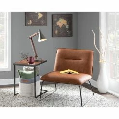 Hot Sale 🔔 Carbon Loft Kerby Industrial Faux Leather Accent Chair - N/A Camel ❤️