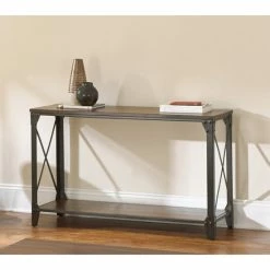 Outlet ✨ Carbon Loft Fischer Solid Wood And Iron Rustic Sofa Table 👍