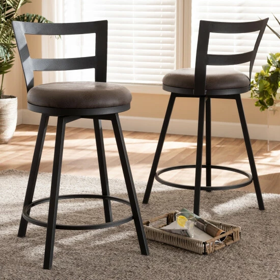 Deals π Carbon Loft Murdock Industrial Grey Fabric Pub Stool Set π